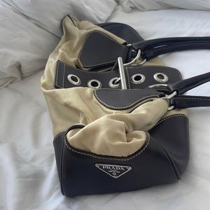 vintage Prada nylon and leather shoulder bag from the 2000s